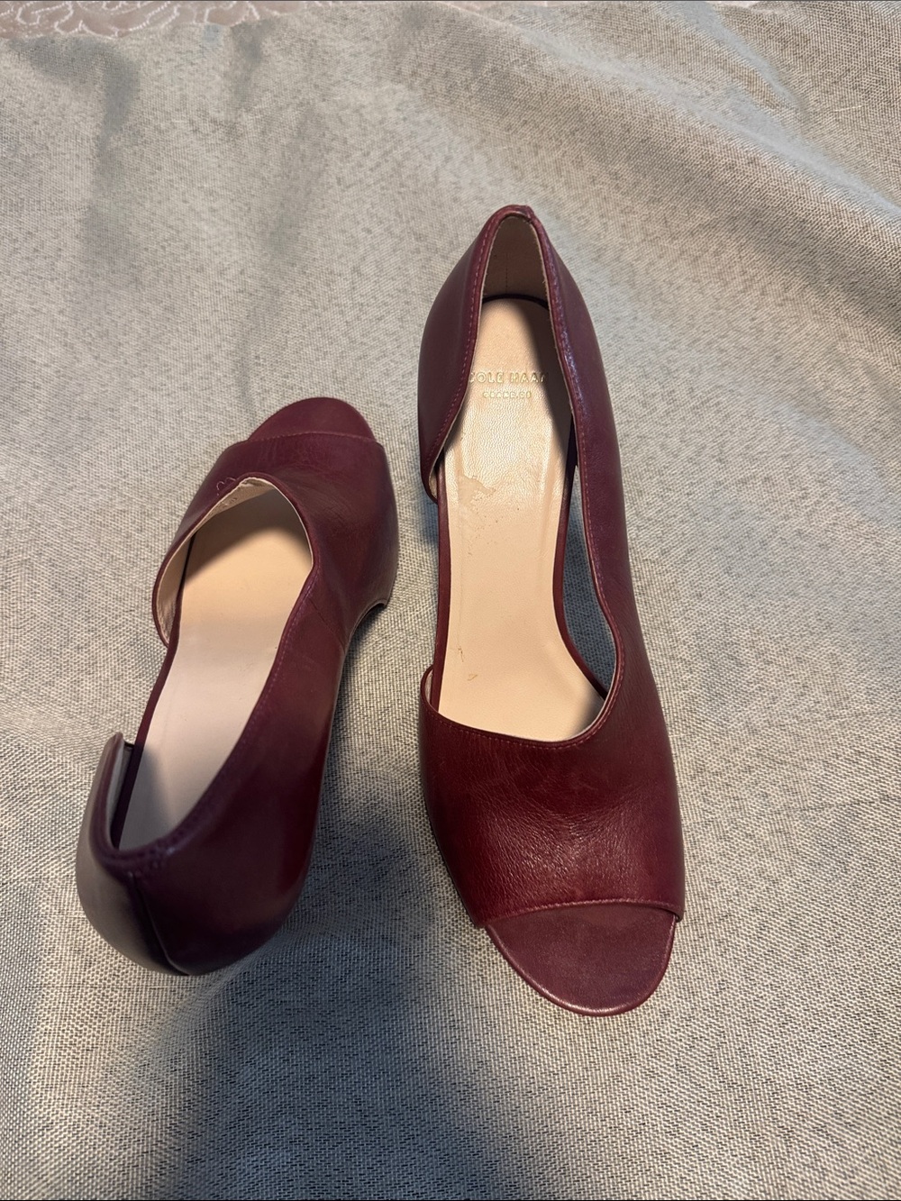 Cole Haan Burgundy Peep-Toe Heels